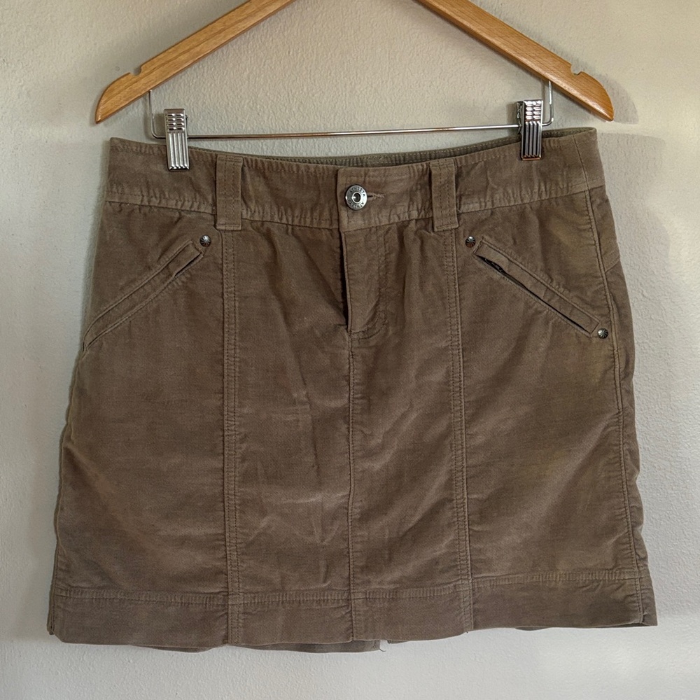 Athleta Khaki Corduroy With Velvet Texture Mini Skirt